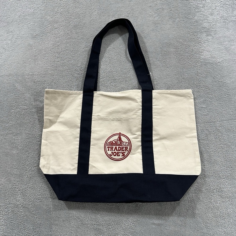 Trader Joe's Canvas Tote Shopping Bag - LARGE CLASSIC NAVY BLUE - NEW